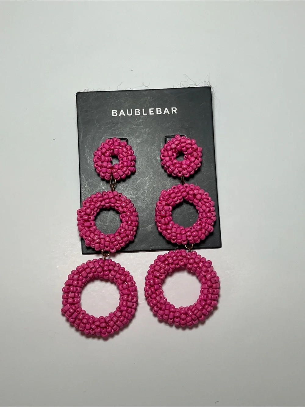BaubleBar Hot Pink Triple Circle Beaded Drop Earrings